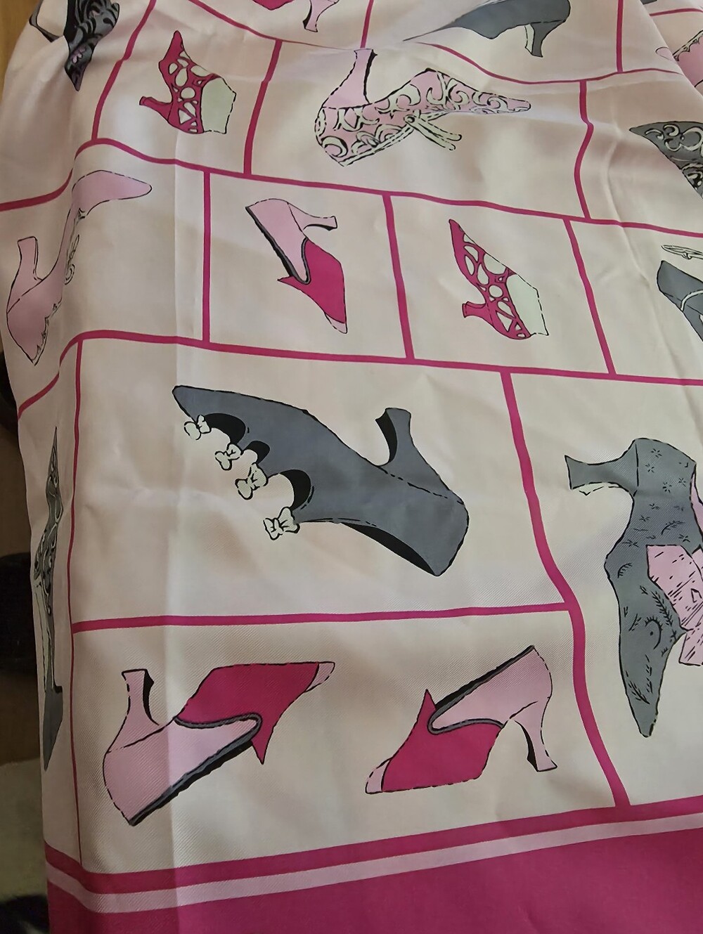 Beautiful Pinks, Shoes vintage Andy Warhol Scarf, Vintage Silk Scarf.